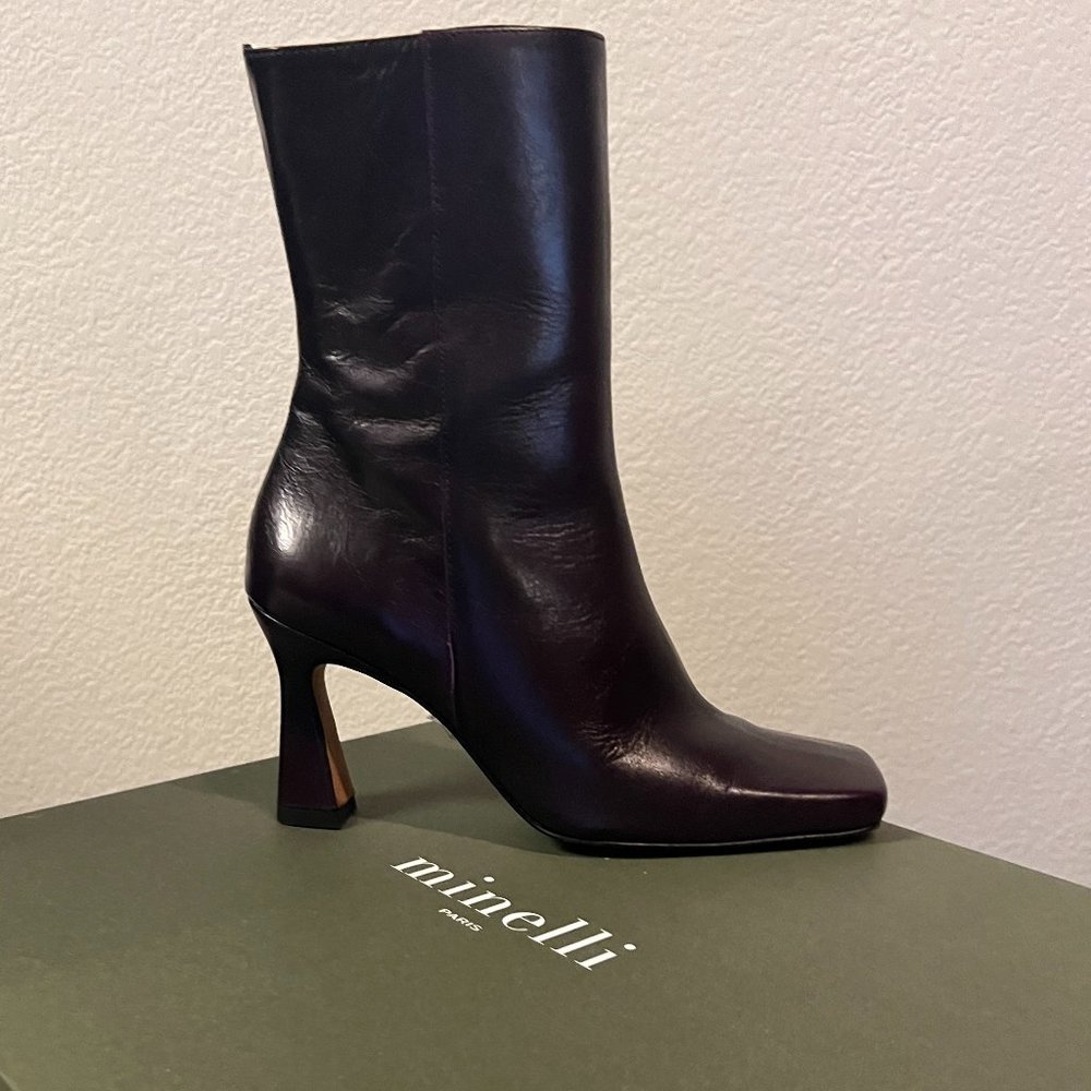 Minelli Paris Leather Square Toe Boots - Picture 4 of 4